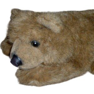 North American Bear America Wego Plush Stuffed Animal Laying Brown 1968 RARE EUC
